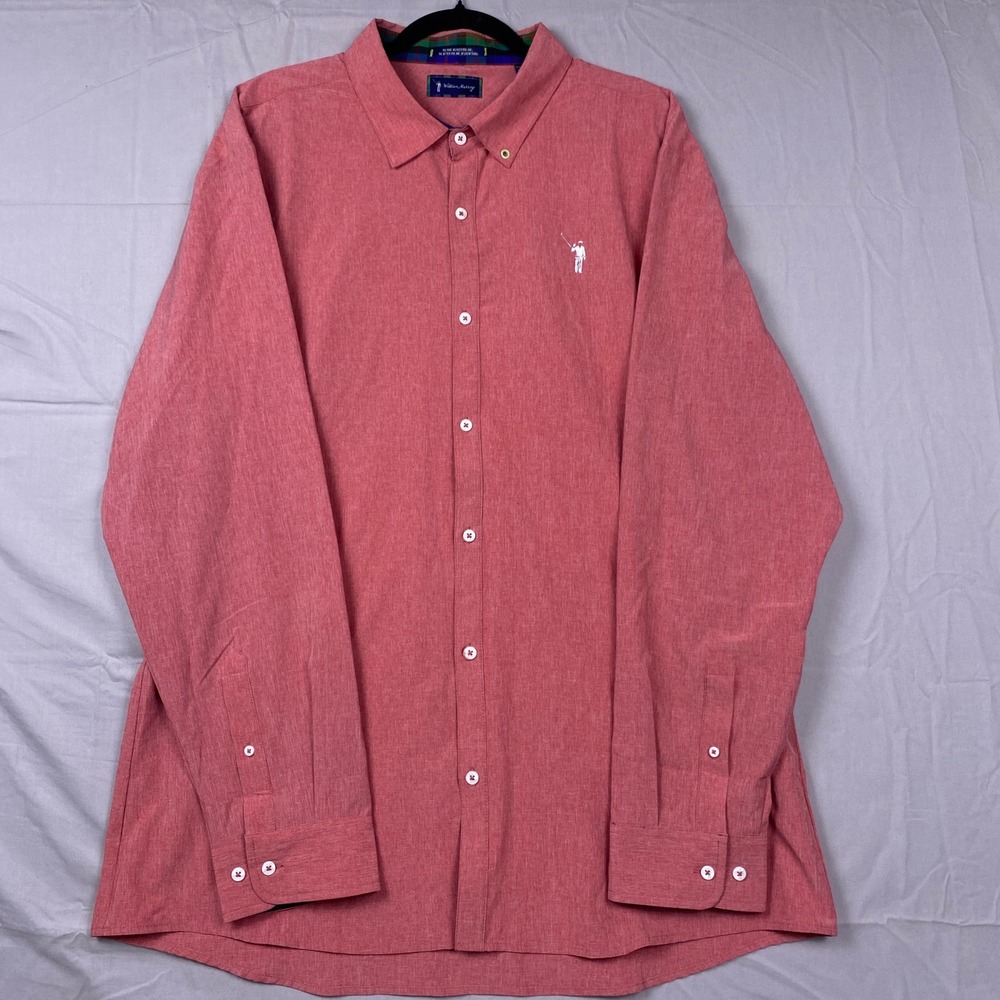 William Murray Golf Mens XXL Red Heather Performance Stretch Long Sleeve Shirt